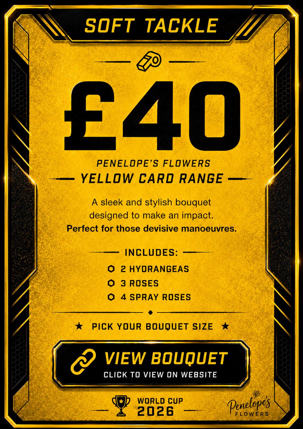 Penelope’s Yellow Card Match Day Bouquet - MEDIUM