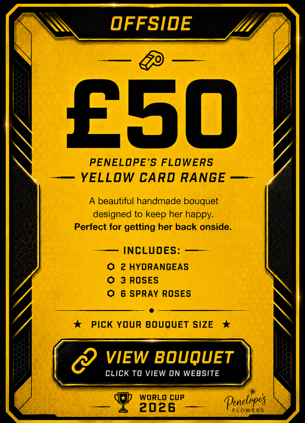 Penelope’s Yellow Card Match Day Bouquet - LARGE