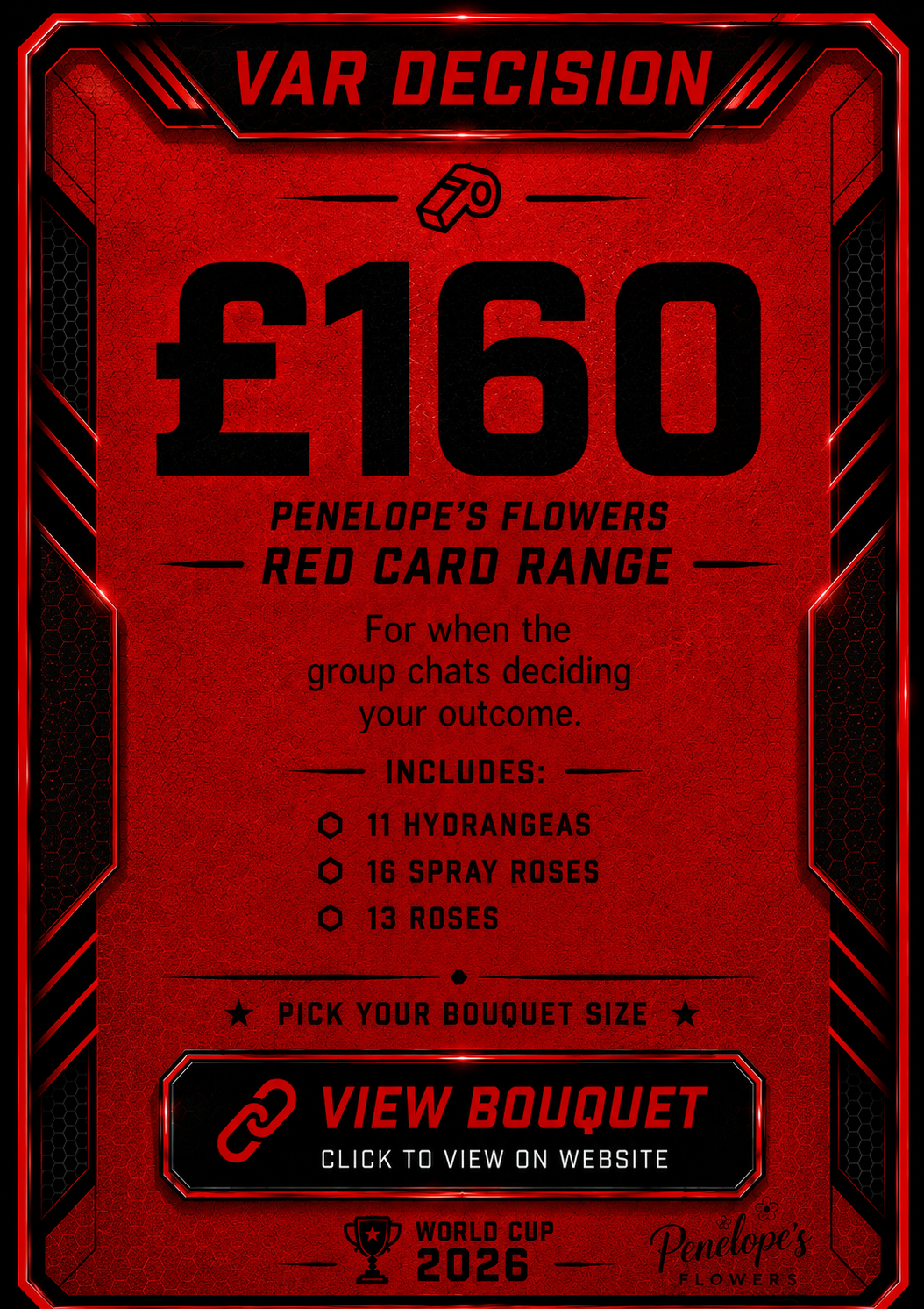 Penelopes Red Card Match Day Bouquet - XL