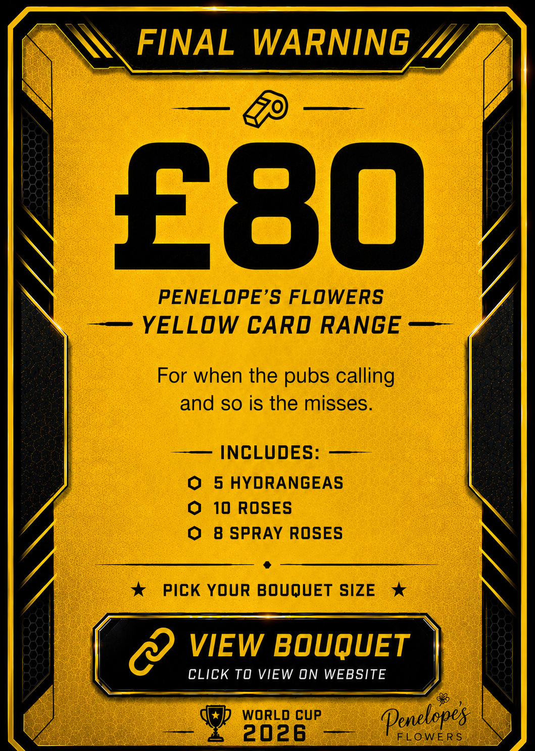 Penelopes Yellow Card March Day Bouquet - XXXL