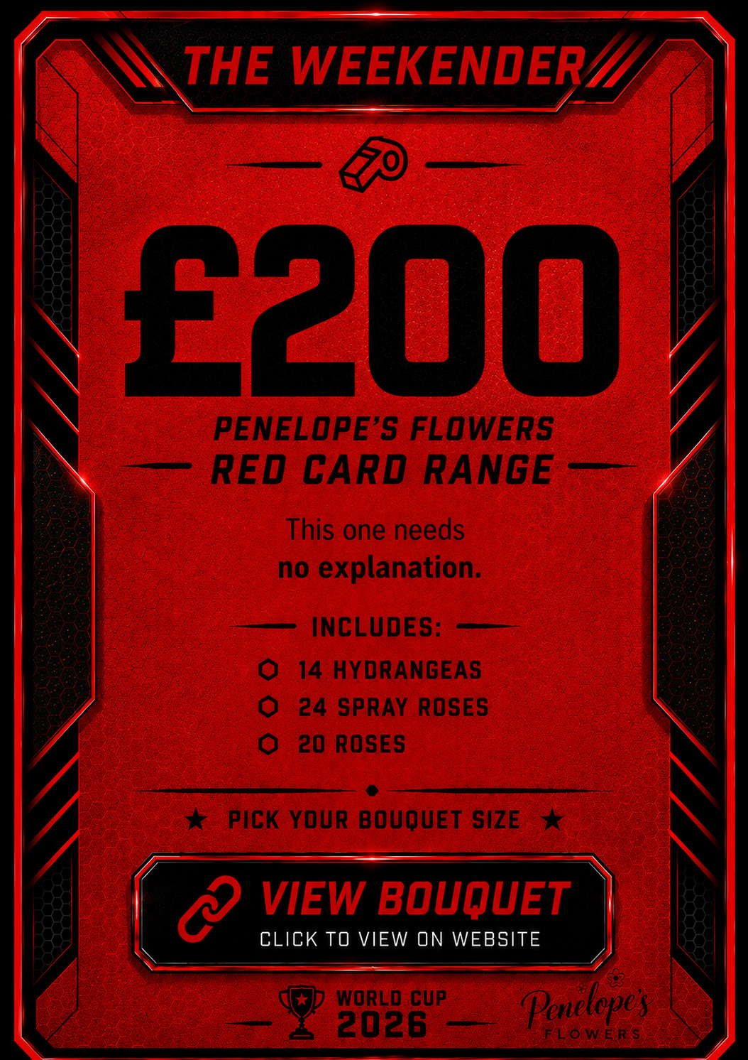 Penelope’s Red Card Match Day Bouquet - XXXL
