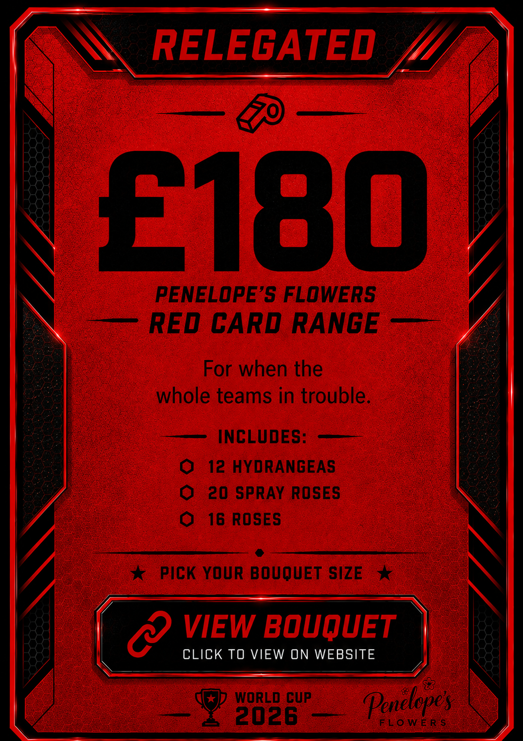Penelopes Red Card Match Day Bouquet - XXL