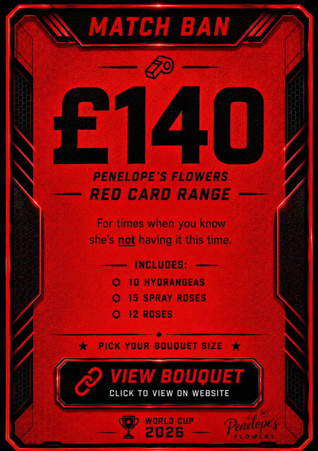 Penelopes Red Card Match Day Bouquet - LARGE