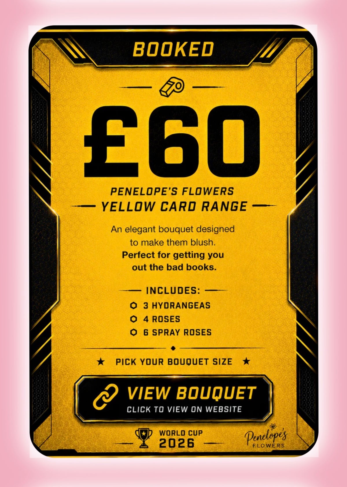Penelopes Yellow Card Match Day Bouquet - XL