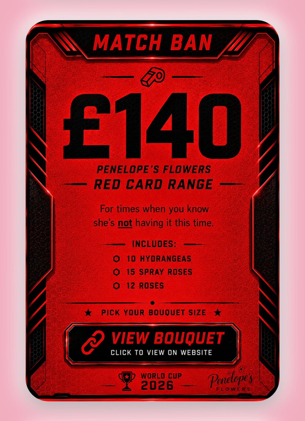 Penelopes Red Card Match Day Bouquet - LARGE