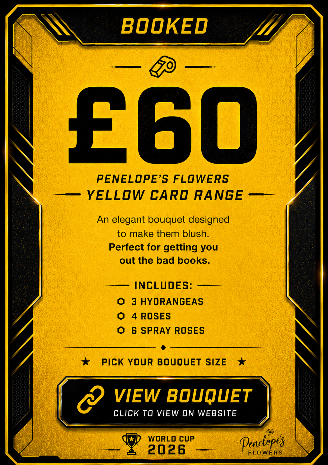 Penelopes Yellow Card Match Day Bouquet - XL