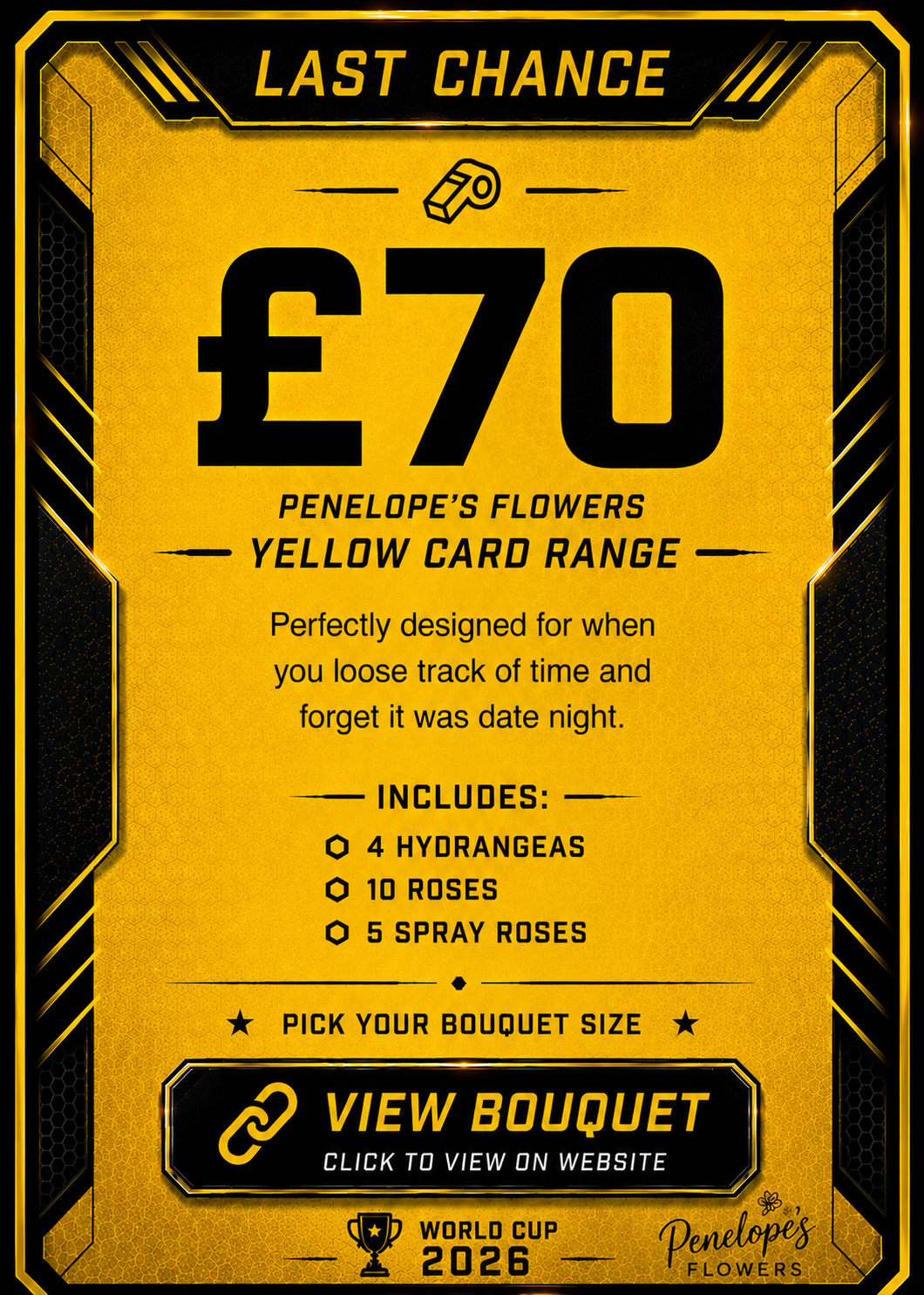 Penelopes Yellow Card Match Day Bouquet - XXL