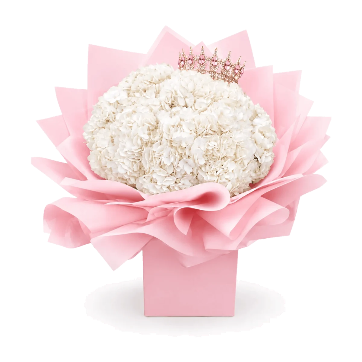 Penelopes White Hydrangeas bouquet