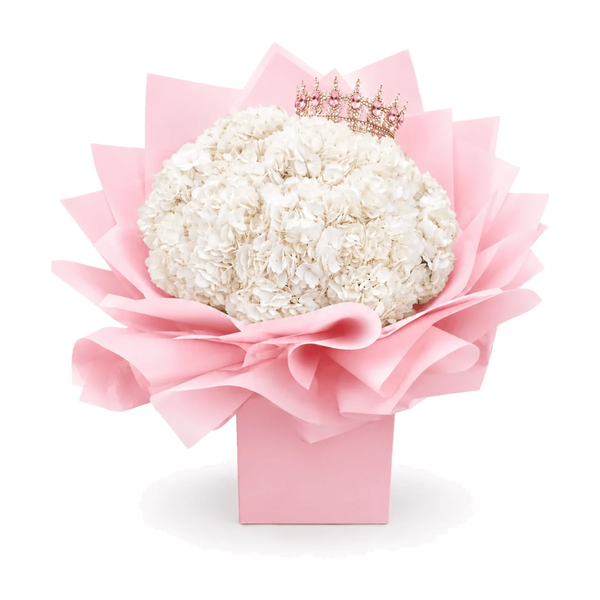 Penelopes White Hydrangeas bouquet